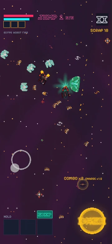 The player's ship fighting a wave of enemy ships